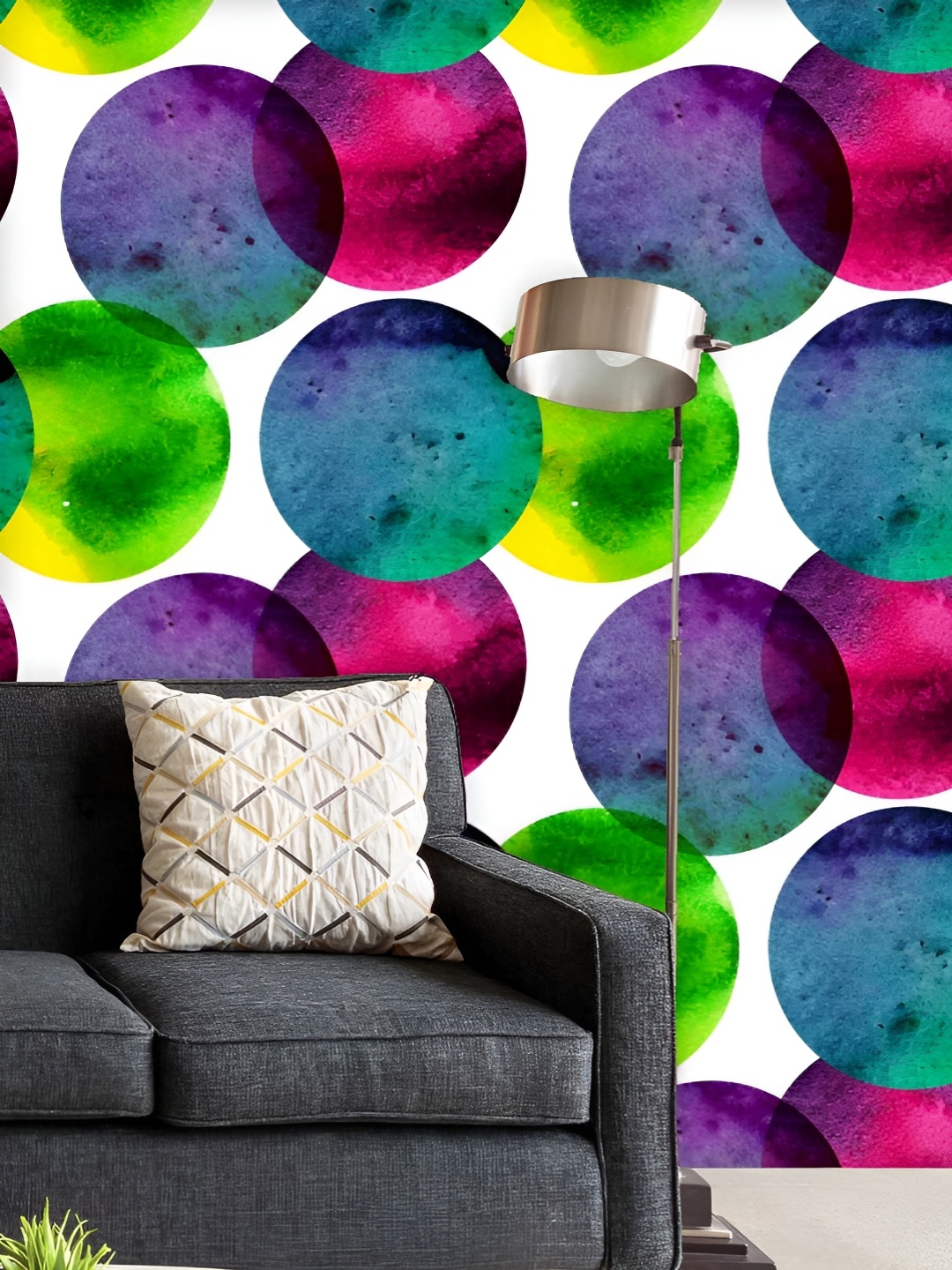 

ArtzFolio Printed UV-Resistant Anti-Bacterial Circles On White Peel & Stick Wallpaper, Multi