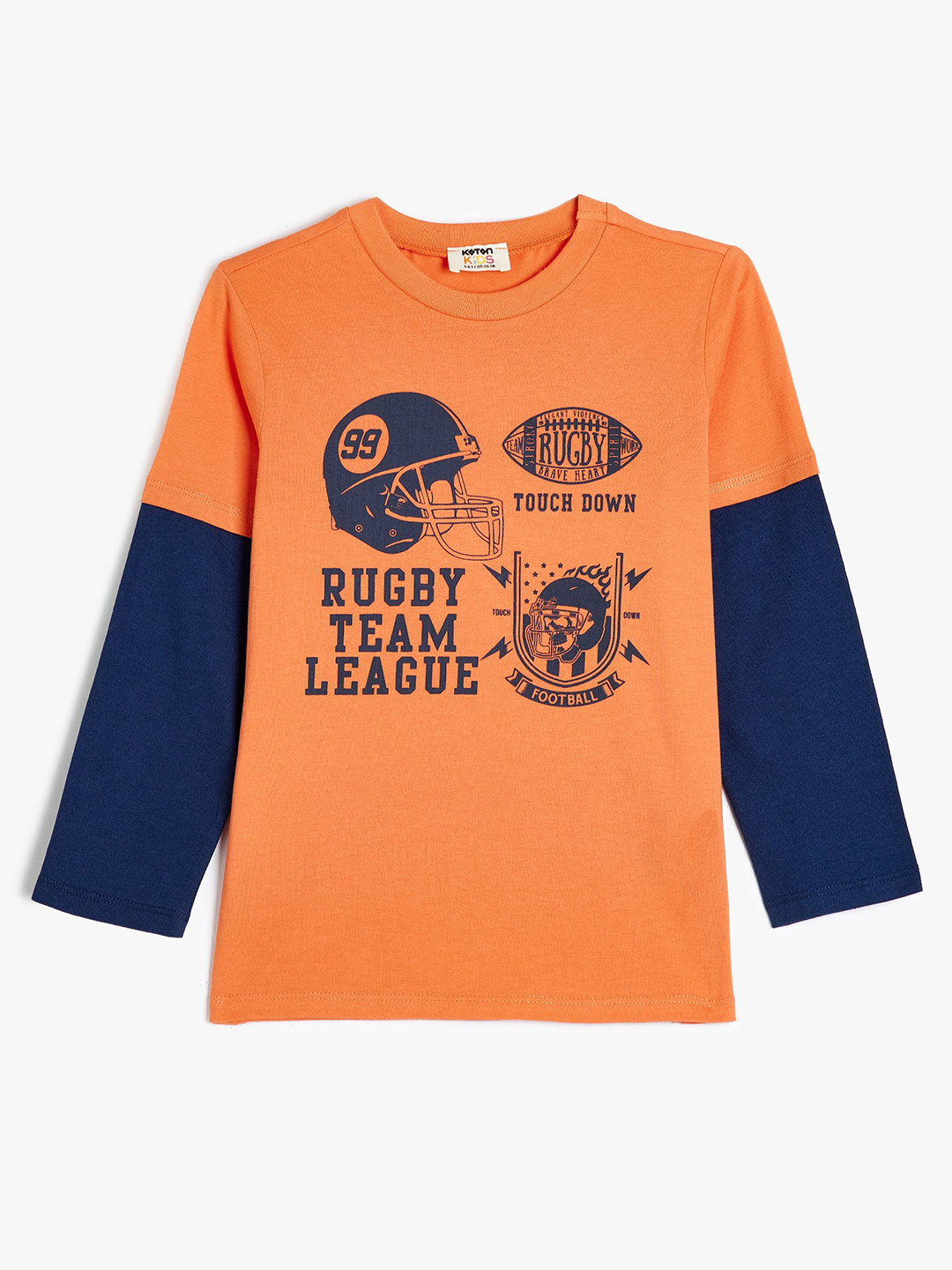 

Koton Boys Graphic Printed Round Neck Cotton T-shirt, Orange