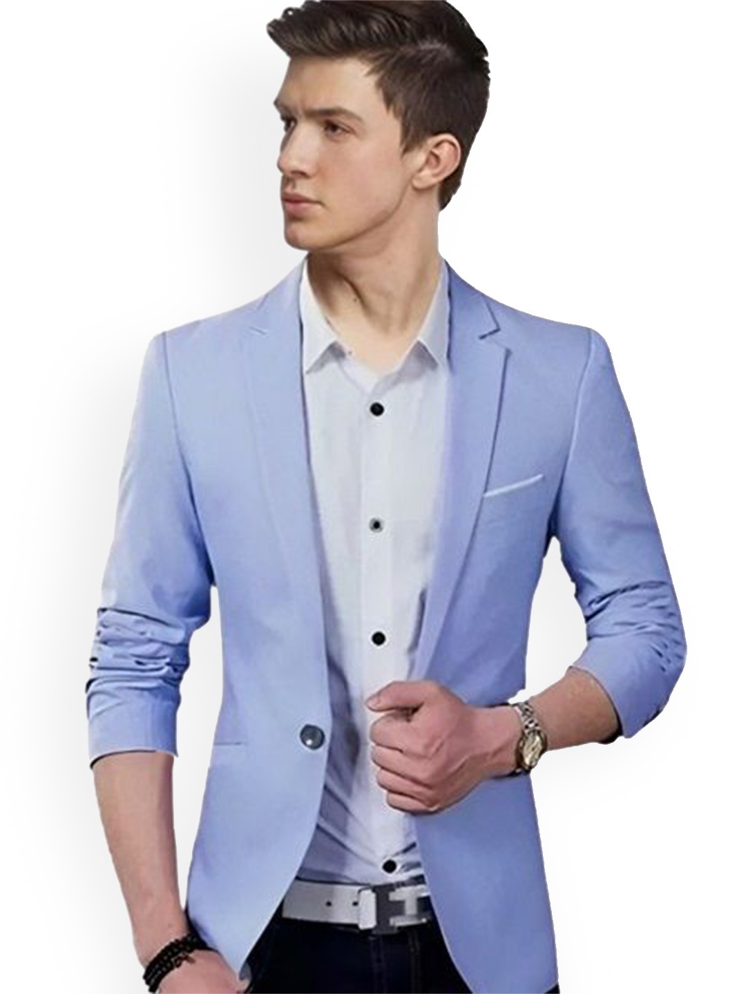

HUMJOLI MENS WEAR Men Single-Breasted Blazer, Blue
