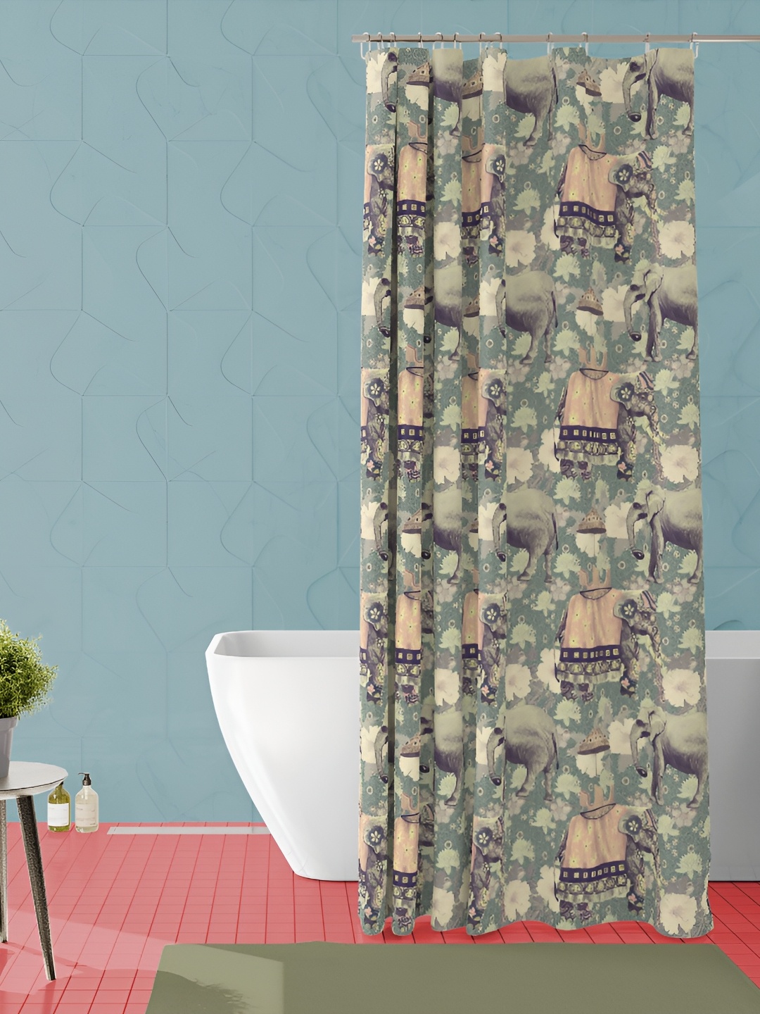 

ArtzFolio Green & Purple Printed Waterproof Shower Curtain