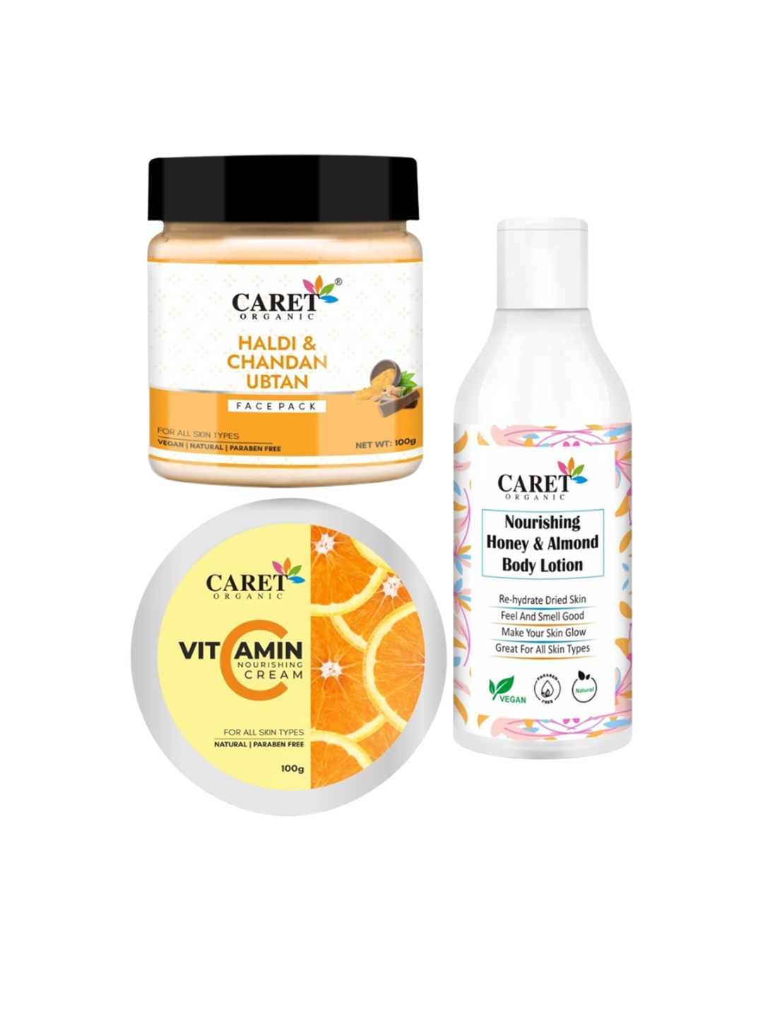 

CARET ORGANIC Set Of 3 Skin Care Combo, White