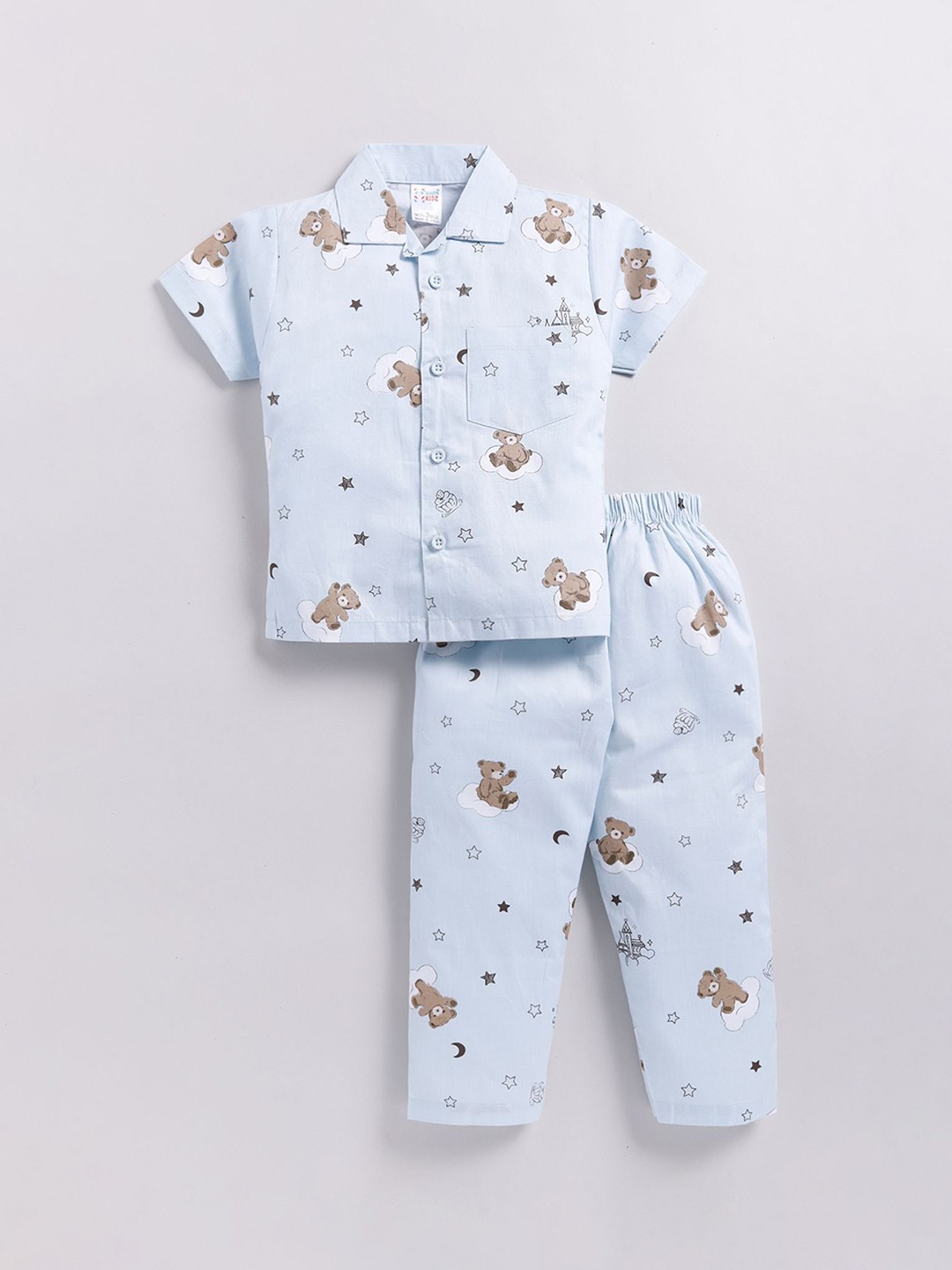 

NAUTI KIDZ Boys Pure Cotton Printed Night suit, Blue