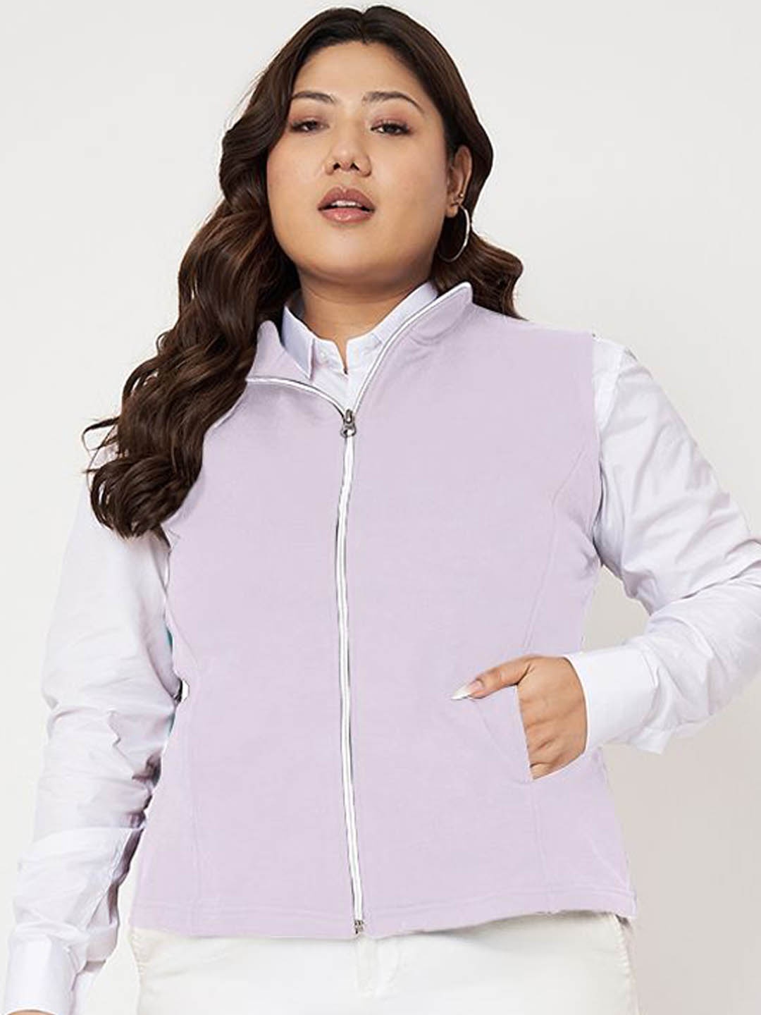 

BRINNS Plus Size Fleece Open Front Jacket, Lavender