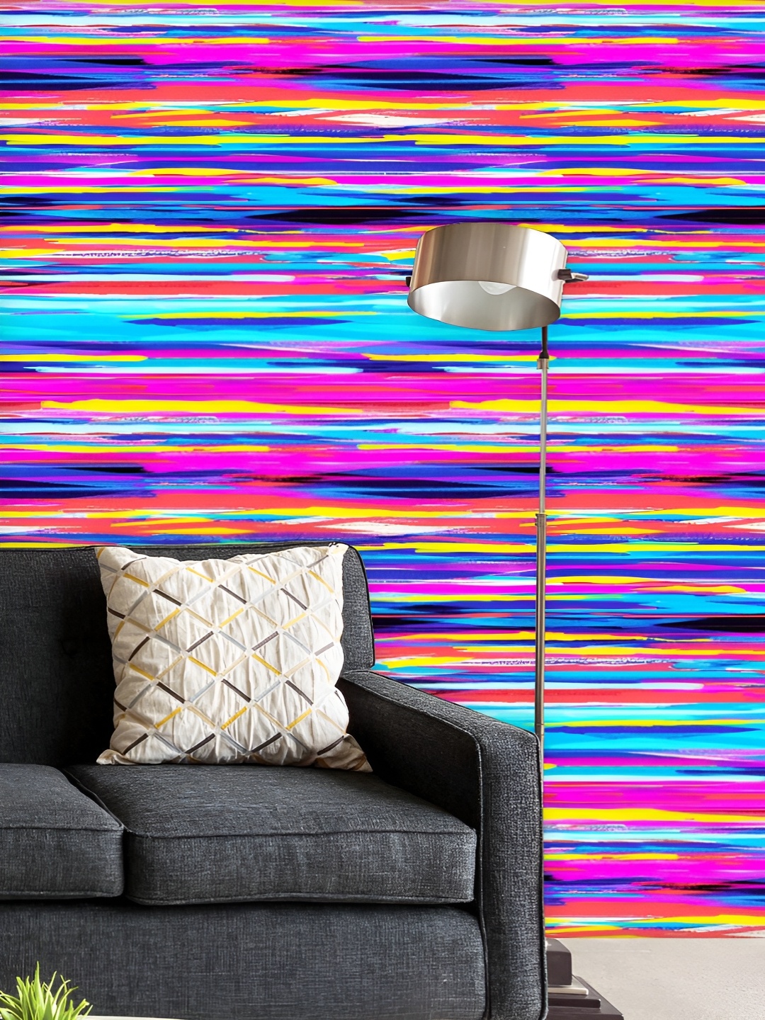 

ArtzFolio Printed UV-Resistant Anti-Bacterial Abstract Stripes Tiles Peel & Stick Wallpaper, Multi