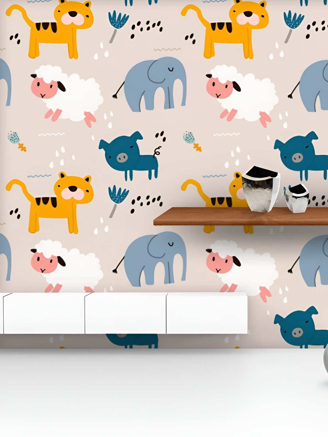 

ArtzFolio Printed UV-Resistant Anti-Bacterial Kids Animals Peel & Stick Wallpaper, Multi