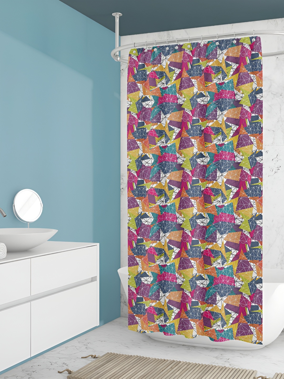 

ArtzFolio Pink and Yellow Abstract Printed Waterproof Shower Curtain