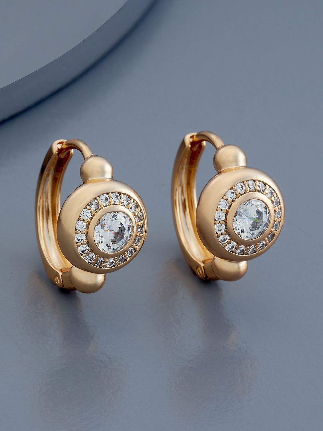 

Kushal's Fashion Jewellery Gold Plated Zircon Studded Circular Hoop Earrings
