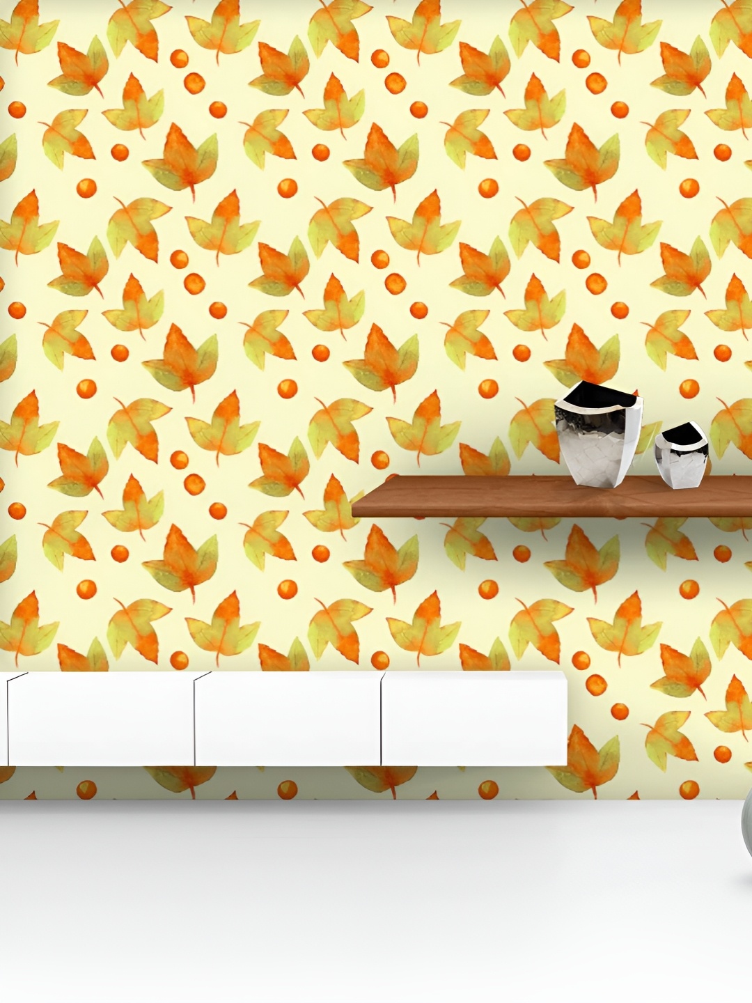 

ArtzFolio Printed UV-Resistant Anti-Bacterial Watercolor Autumn Leaves Peel & Stick Wallpaper, Multi