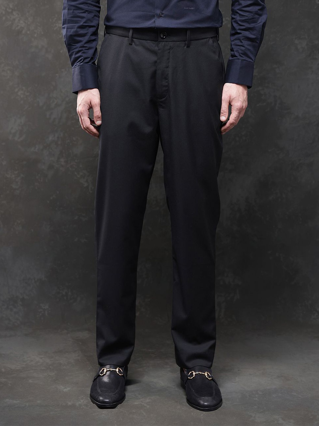 

RARE RABBIT Men Formal Trouser, Black