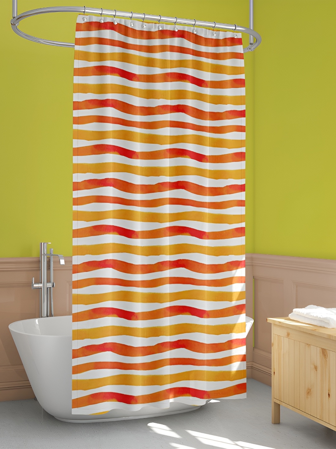 

ArtzFolio White & Brown Printed Waterproof Shower Curtain