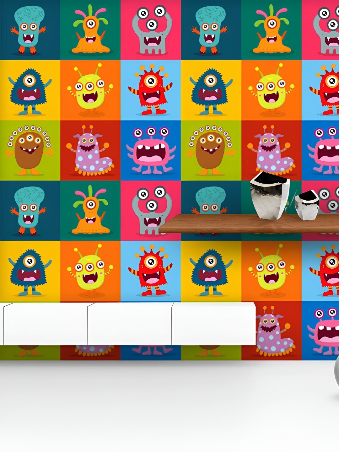 

ArtzFolio Printed UV-Resistant Anti-Bacterial Kids Monster Peel & Stick Wallpaper, Multi