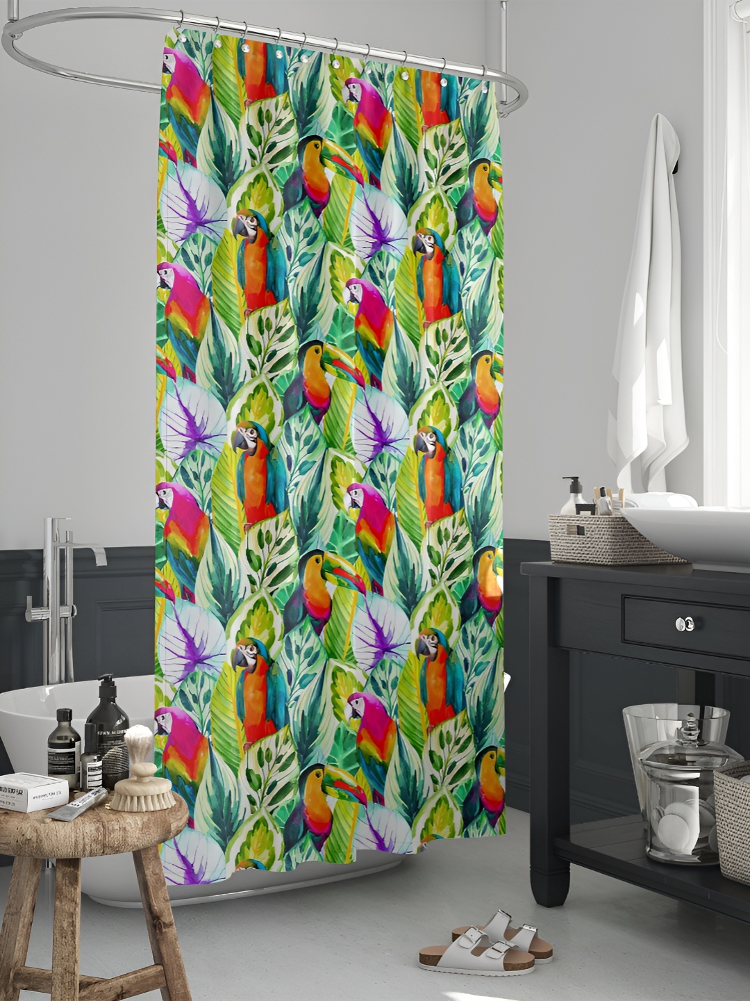 

ArtzFolio Purple & Green Printed Waterproof Shower Curtain