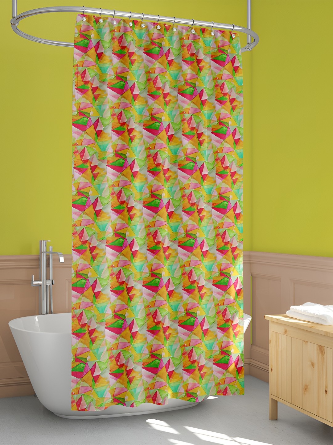

ArtzFolio Yellow & Green Printed Waterproof Shower Curtain