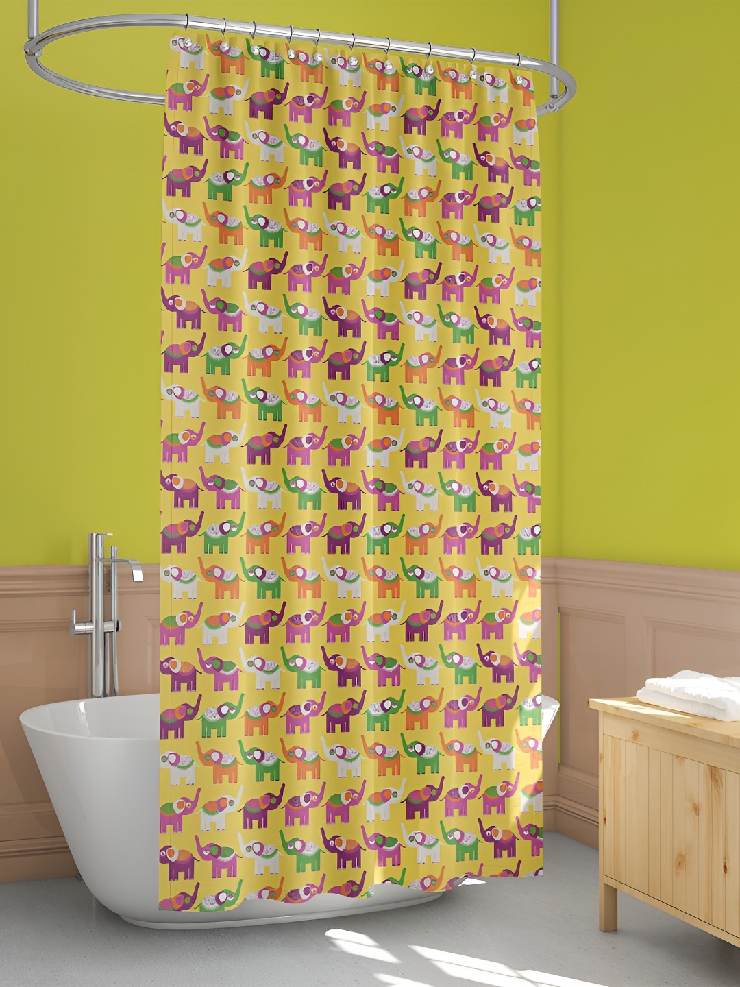 

ArtzFolio Yellow & Purple Printed Waterproof Shower Curtain