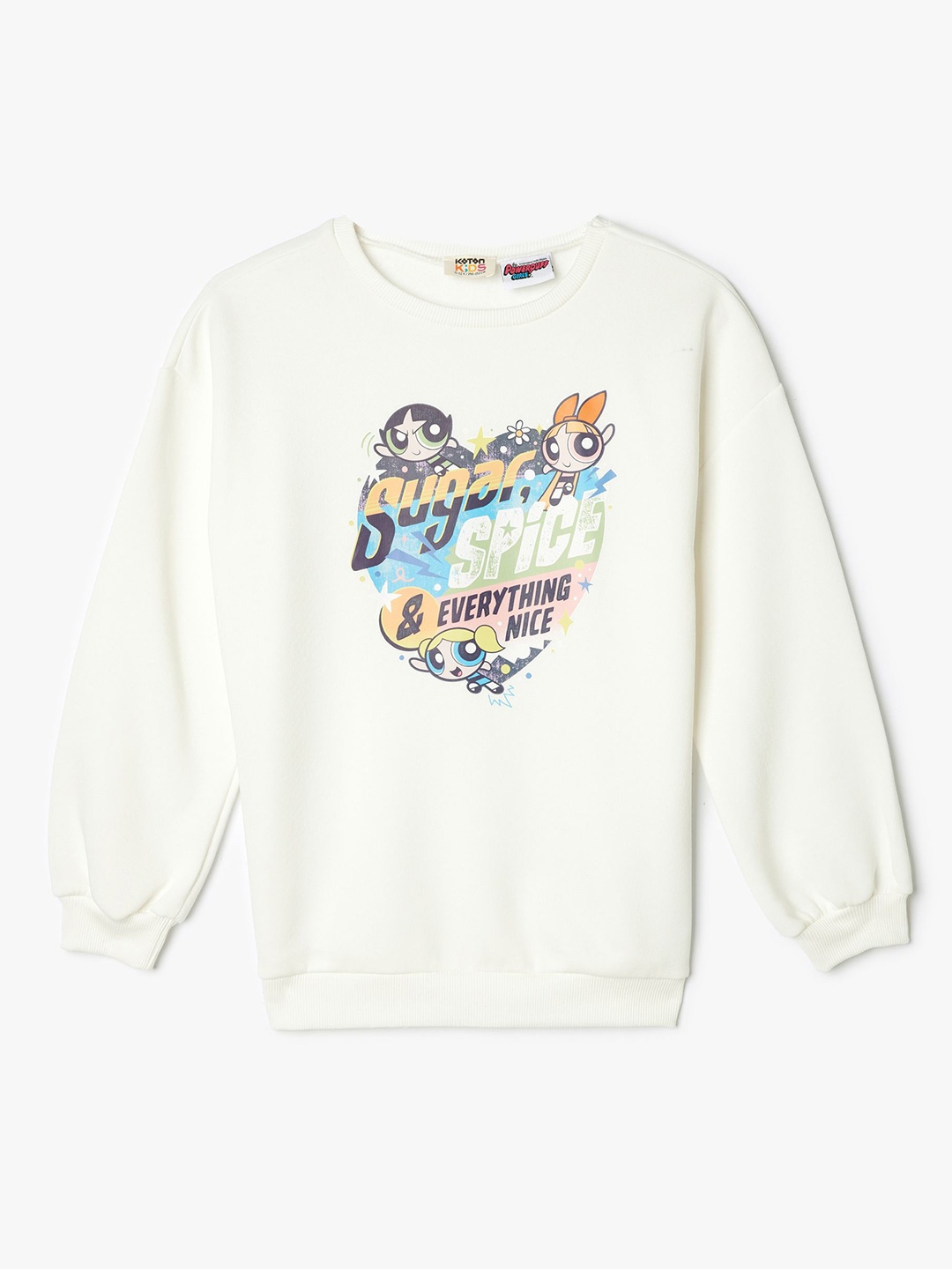 

Koton Girls Cotton Graphic Printed Sweatshirt, Beige