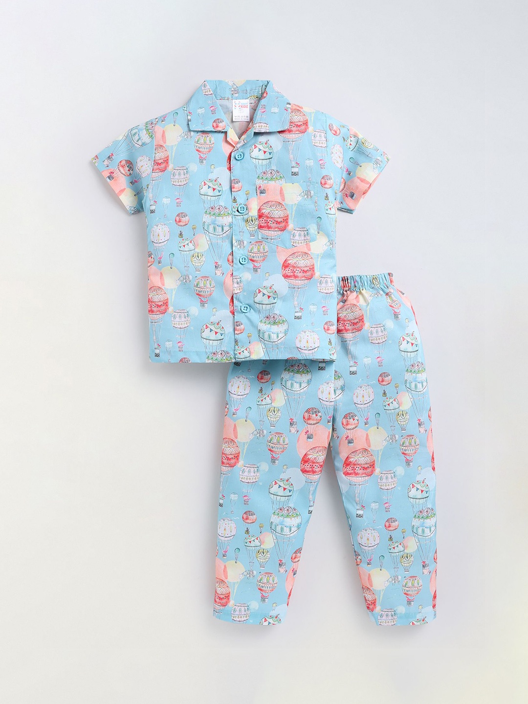 

NAUTI KIDZ Boys Pure Cotton Cartoon Characters Printed Night suit, Blue