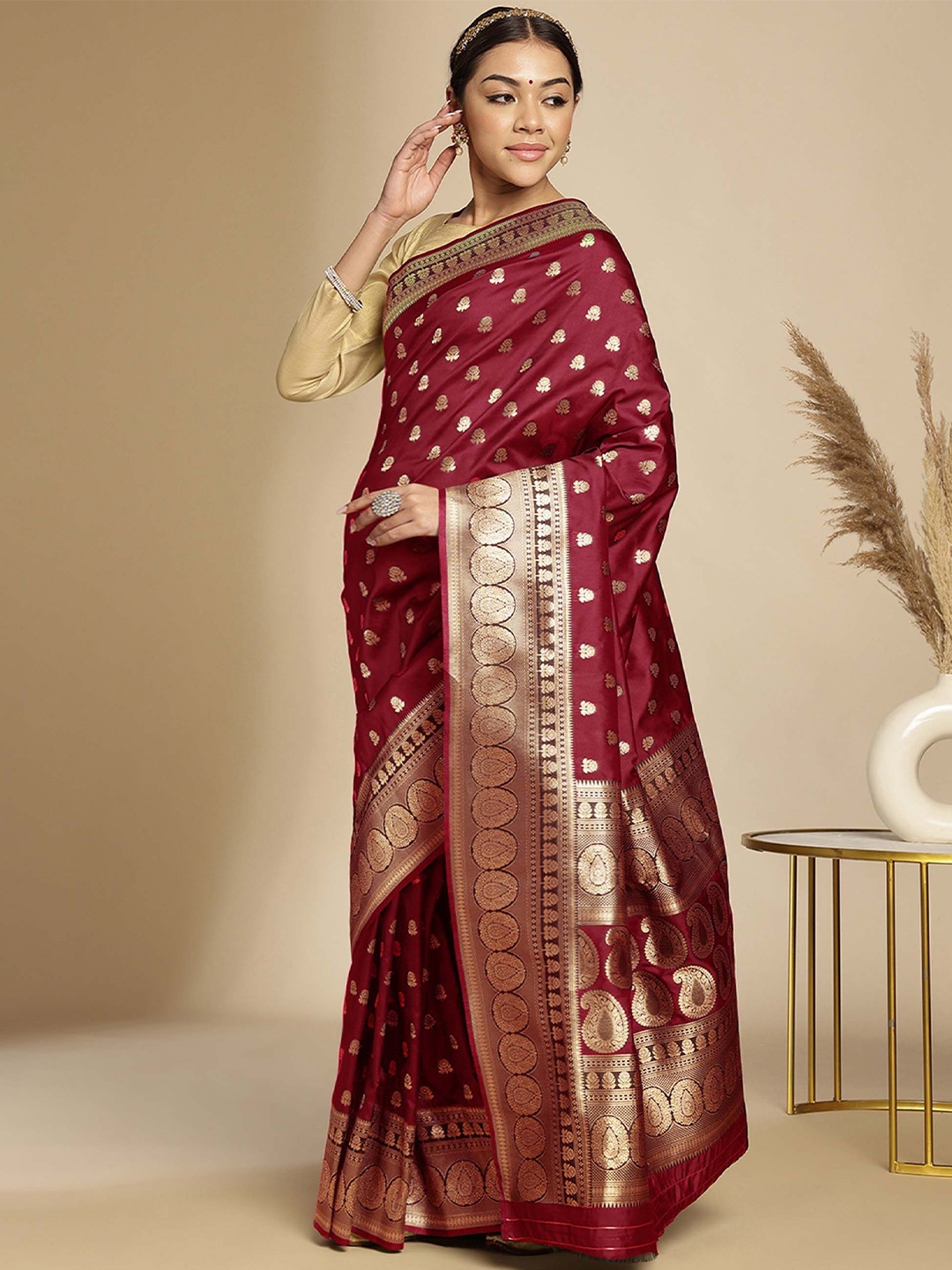 

Anouk Woven Design Designer Banarasi Saree, Maroon