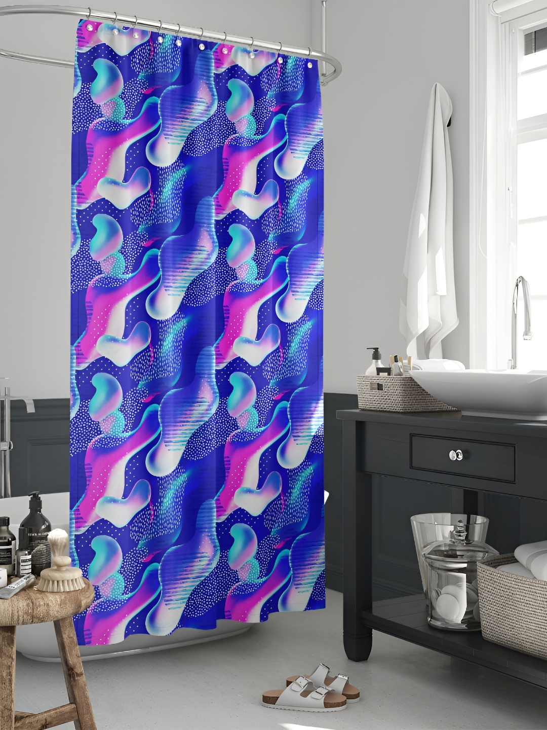 

ArtzFolio Single Piece Waterproof Polyester Shower Curtain, Multi