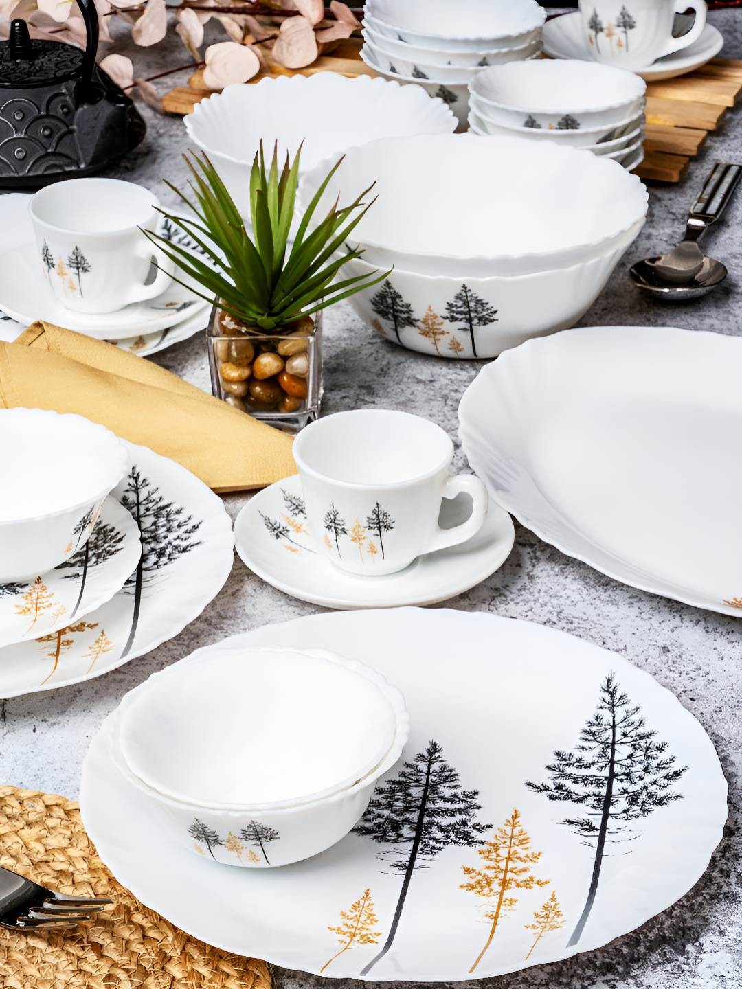 

Cello White 2025 40 Pieces Opalware Dishwasher and Microwave Safe Dinner Set of