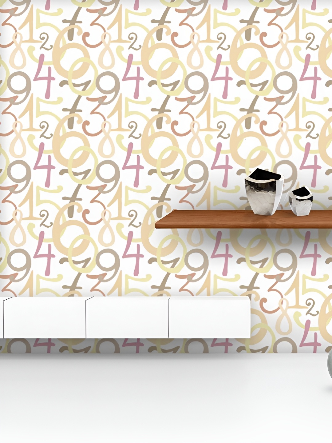 

ArtzFolio Printed UV-Resistant Anti-Bacterial NumbersPeel & Stick Wallpaper, Multi