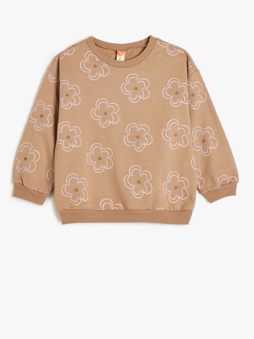

Koton Girls Floral Printed Round Neck Long Sleeves Sweatshirt, Brown