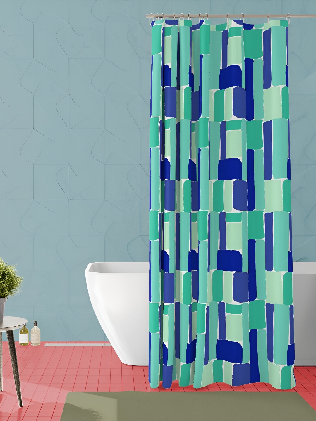 

ArtzFolio Green & Blue Printed Waterproof Shower Curtain