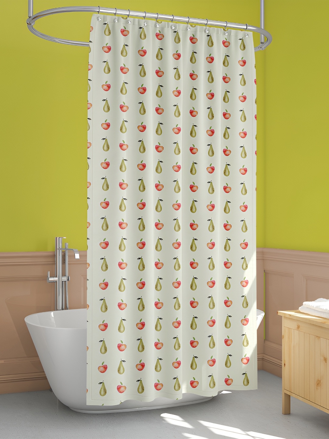 

ArtzFolio Off White & Red Printed Water Proof Shower Curtain