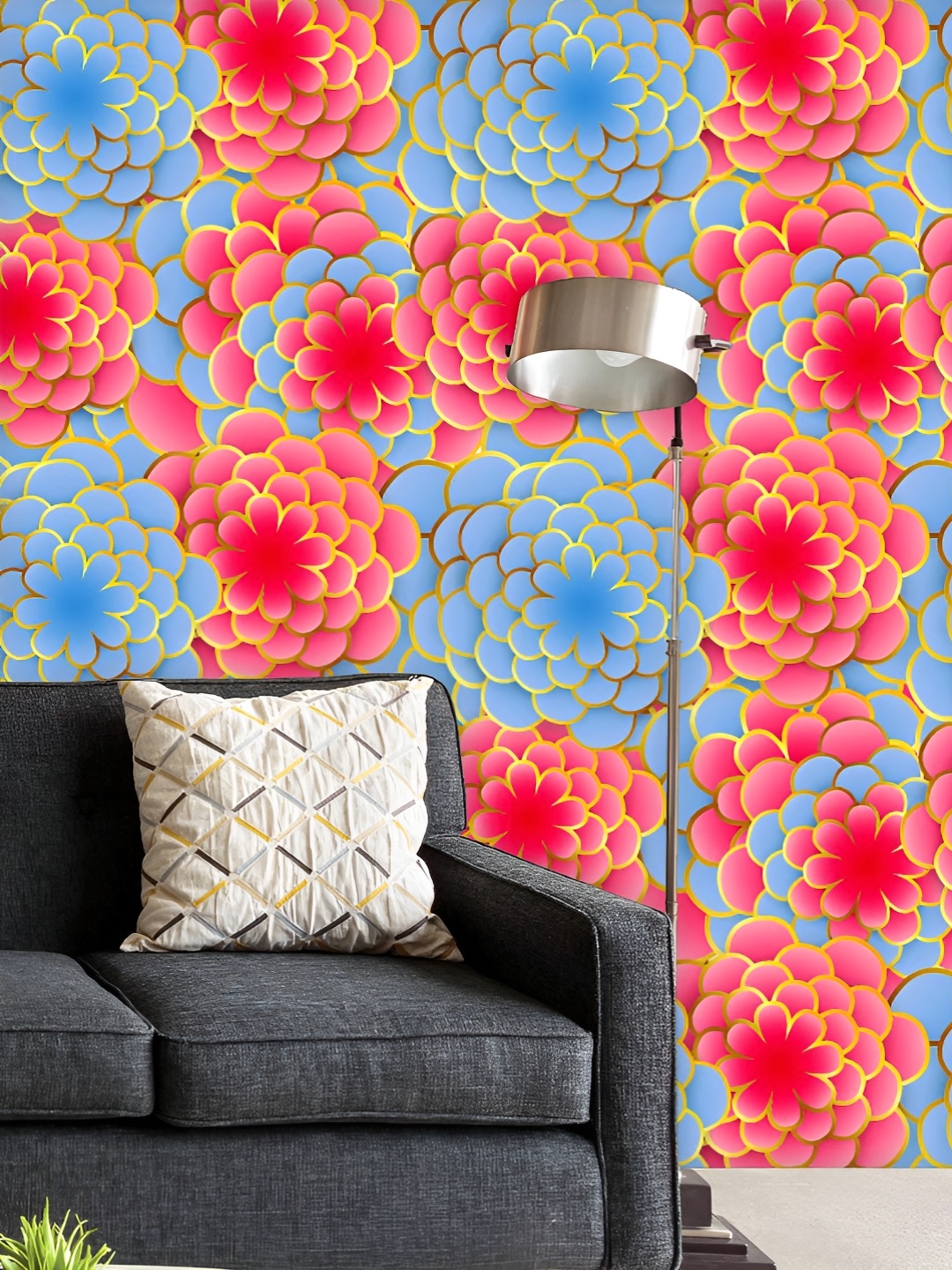 

ArtzFolio Printed UV-Resistant Anti-Bacterial Colorful D Flowers Peel & Stick Wallpaper, Multi