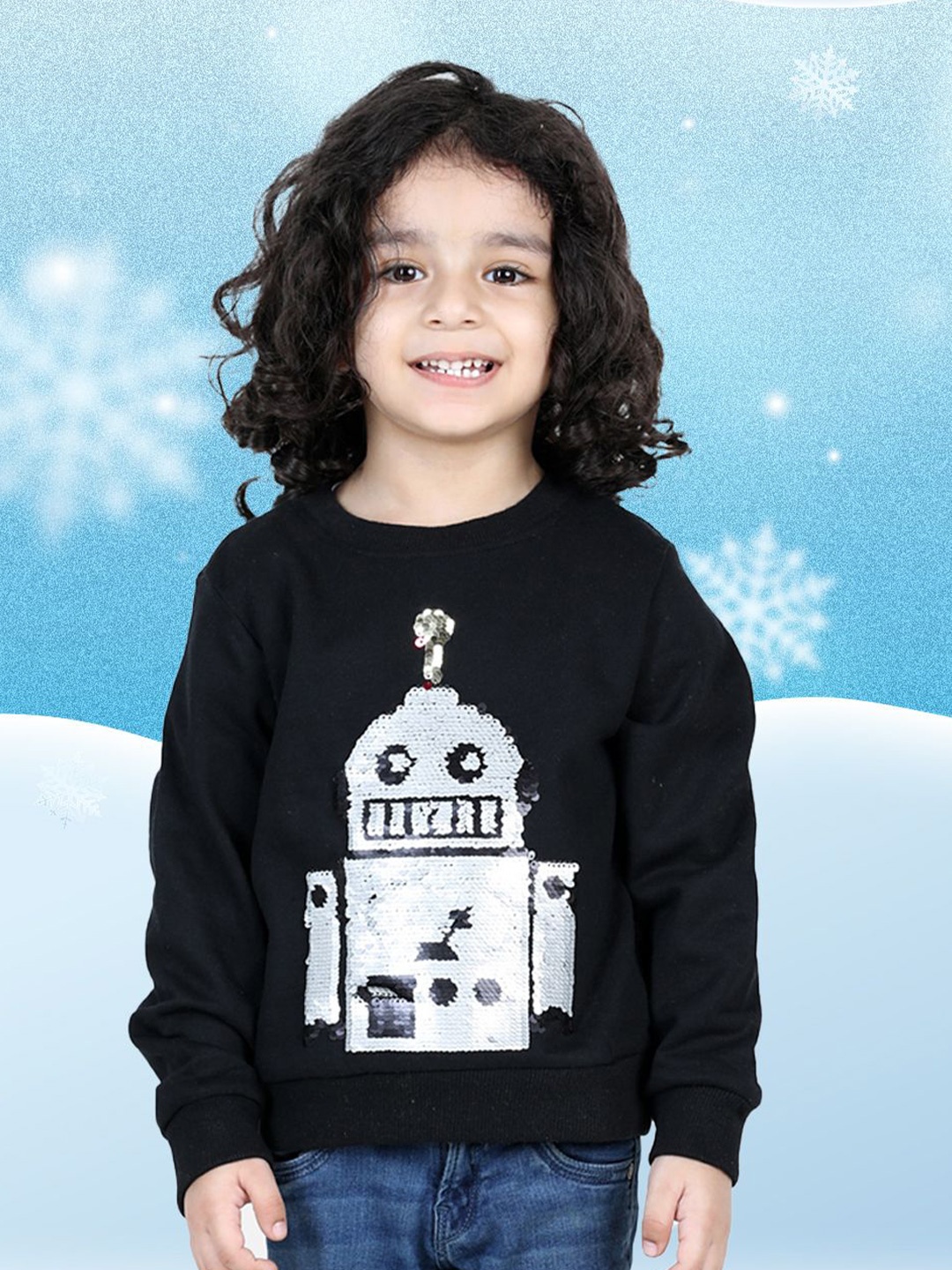 

BownBee Boys Printed Long Sleeves Sweatshirt, Black