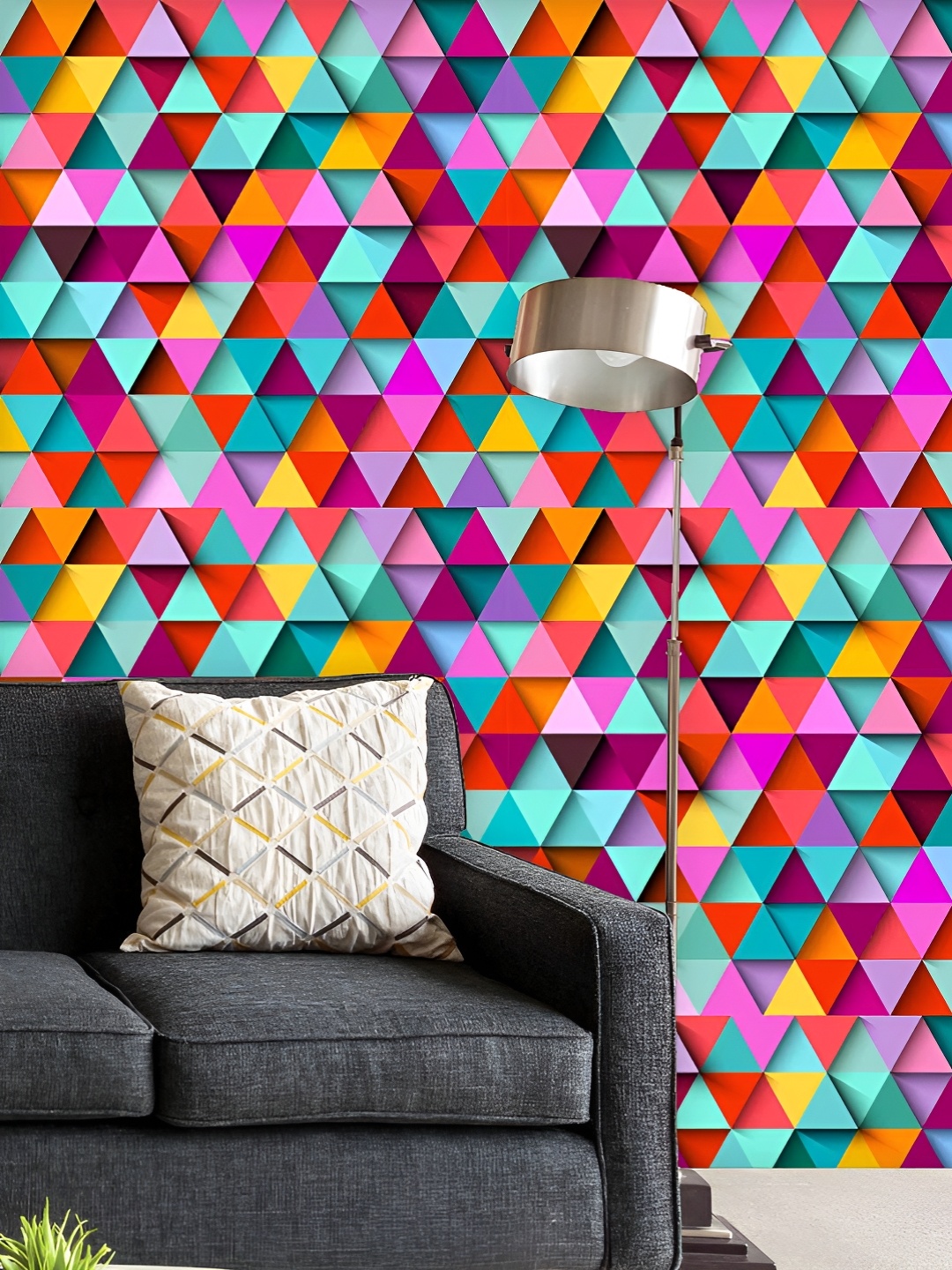 

ArtzFolio Printed UV-Resistant Anti-Bacterial Geometric Pattern Peel & Stick Wallpaper, Multi