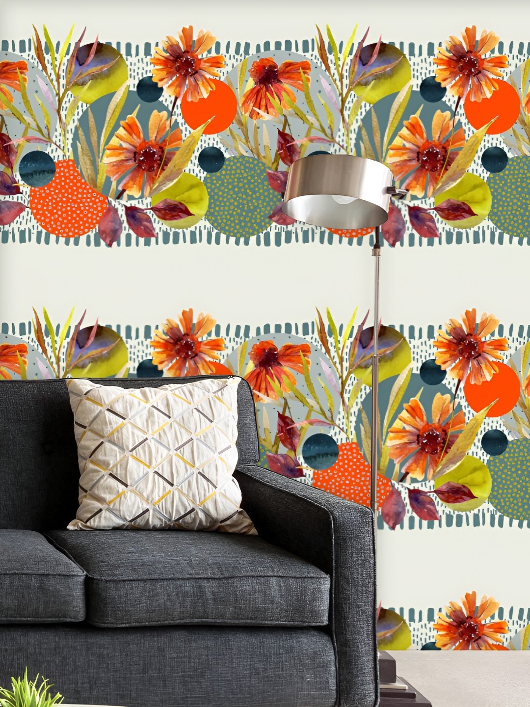 

ArtzFolio Printed UV-Resistant Anti-Bacterial Watercolor Floral Leaves Peel & Stick Wallpaper, Multi