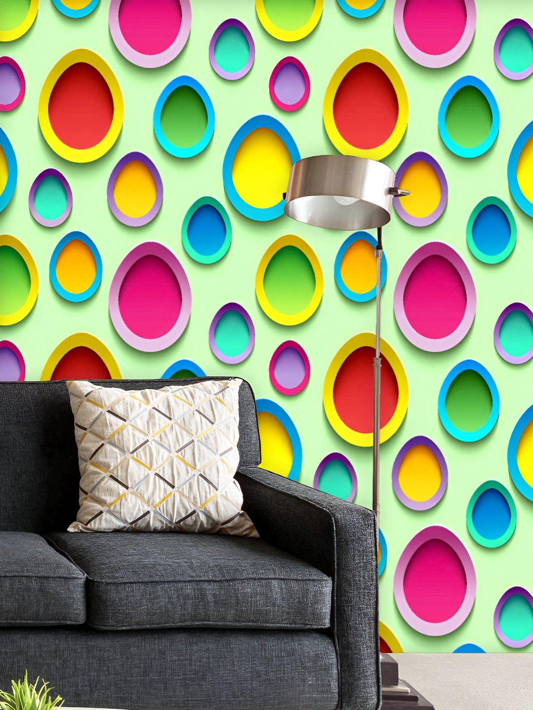 

ArtzFolio Printed UV-Resistant Anti-Bacterial D Easter Egg Pattern Peel & Stick Wallpaper, Multi