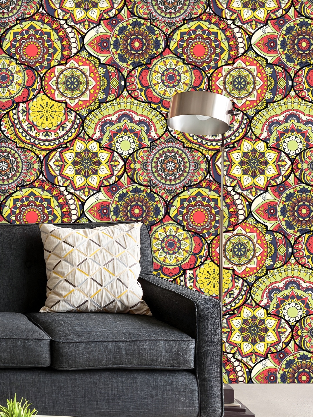 

ArtzFolio Printed UV-Resistant Anti-Bacterial Colorful Boho Mandalas Peel & Stick Wallpaper, Multi