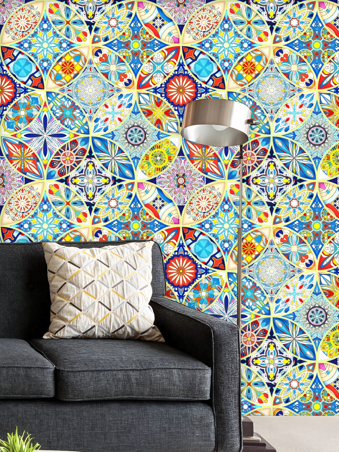 

ArtzFolio Printed UV-Resistant Anti-Bacterial Vintage Mandalas Peel & Stick Wallpaper, Multi