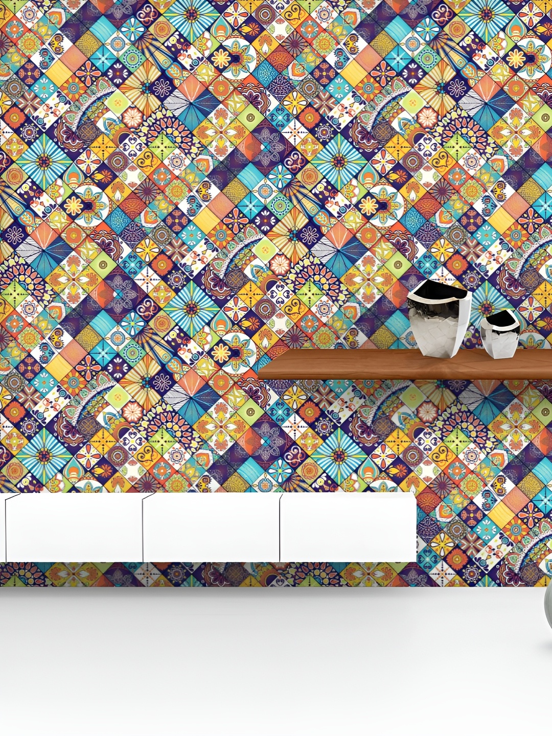 

ArtzFolio Printed UV-Resistant Anti-Bacterial Vintage Motifs Art Peel & Stick Wallpaper, Multi