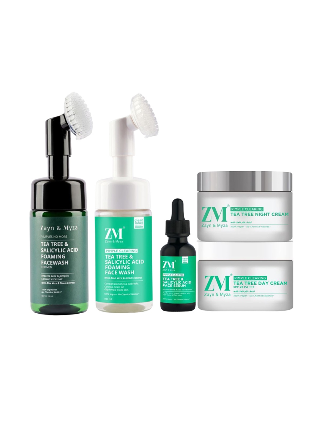 

ZM Zayn & Myza Set Of 5 Tea Tree Anti-Pimple Skin Care Combo, Transparent