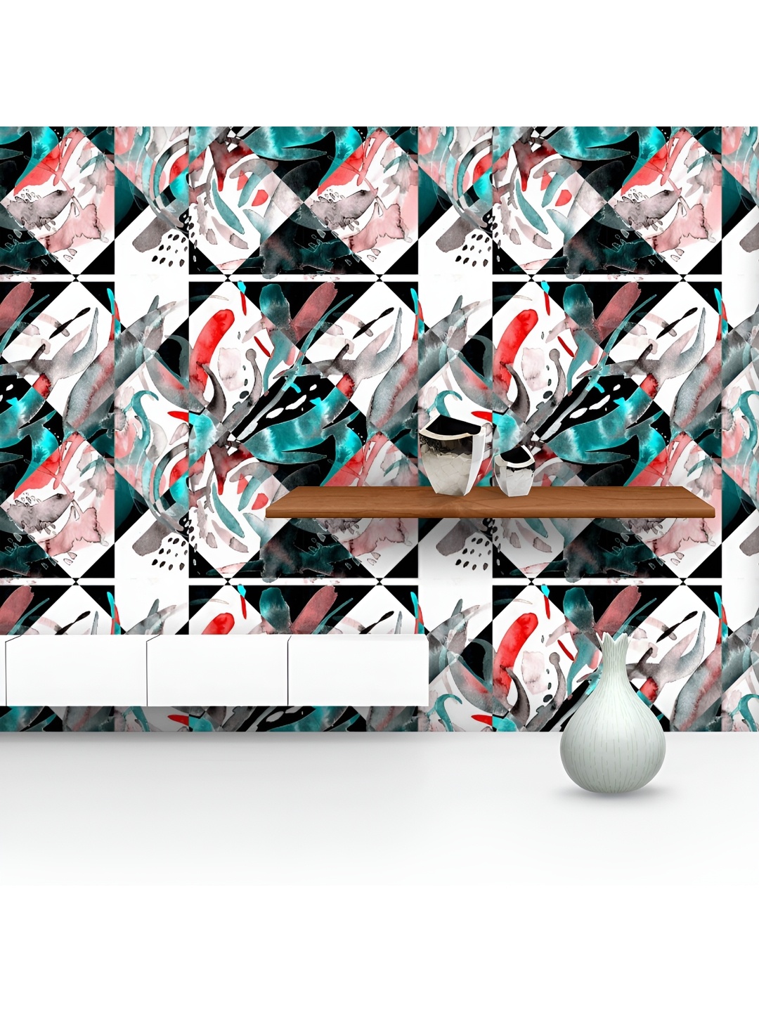 

ArtzFolio White & Red Printed UV Resistant Wallpaper