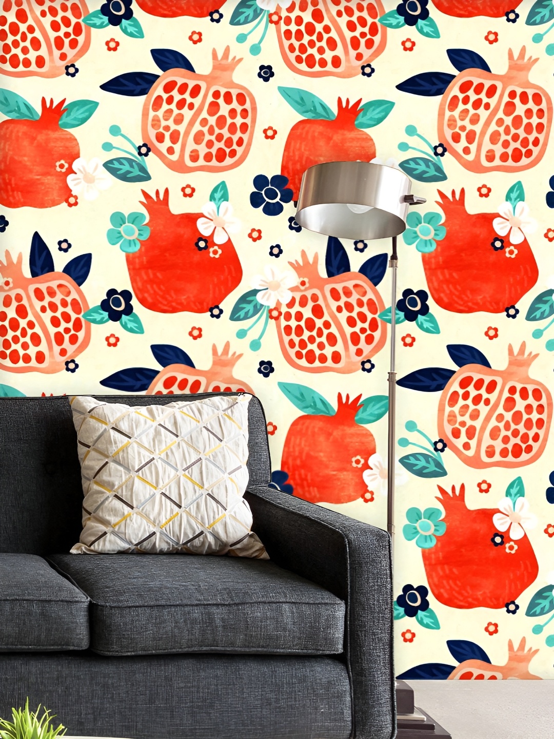 

ArtzFolio Printed UV-Resistant Anti-Bacterial Pomegranate Pattern Peel & Stick Wallpaper, Multi