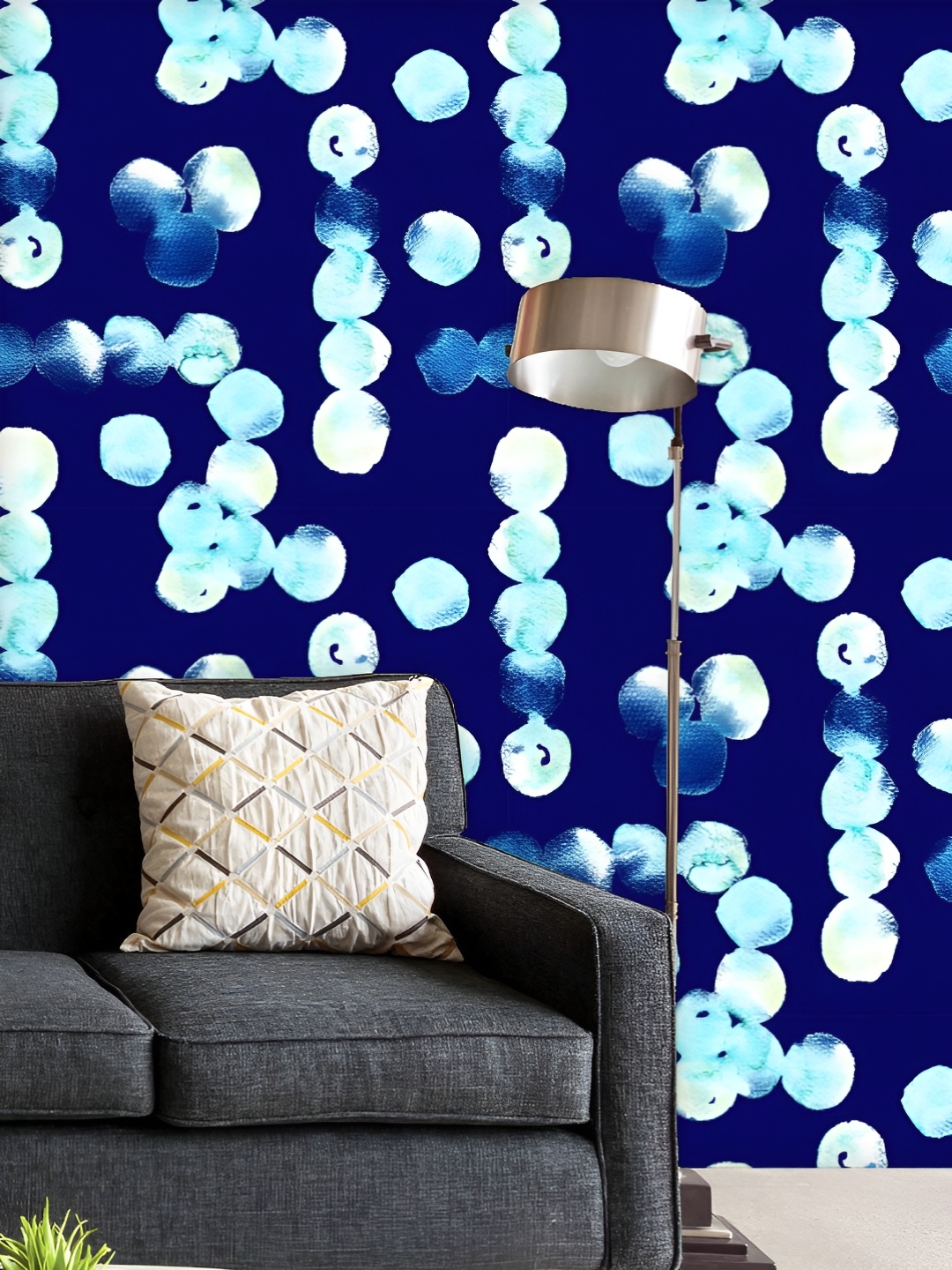 

ArtzFolio Printed UV-Resistant Anti-Bacterial Blue Watercolor Fluid Peel & Stick Wallpaper, Multi