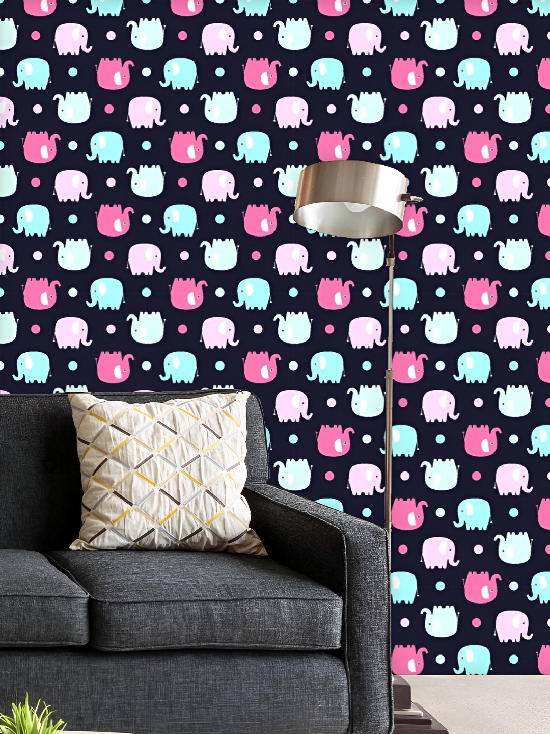 

ArtzFolio Printed UV-Resistant Anti-Bacterial Elephant Silhouette Pattern Peel & Stick Wallpaper, Multi