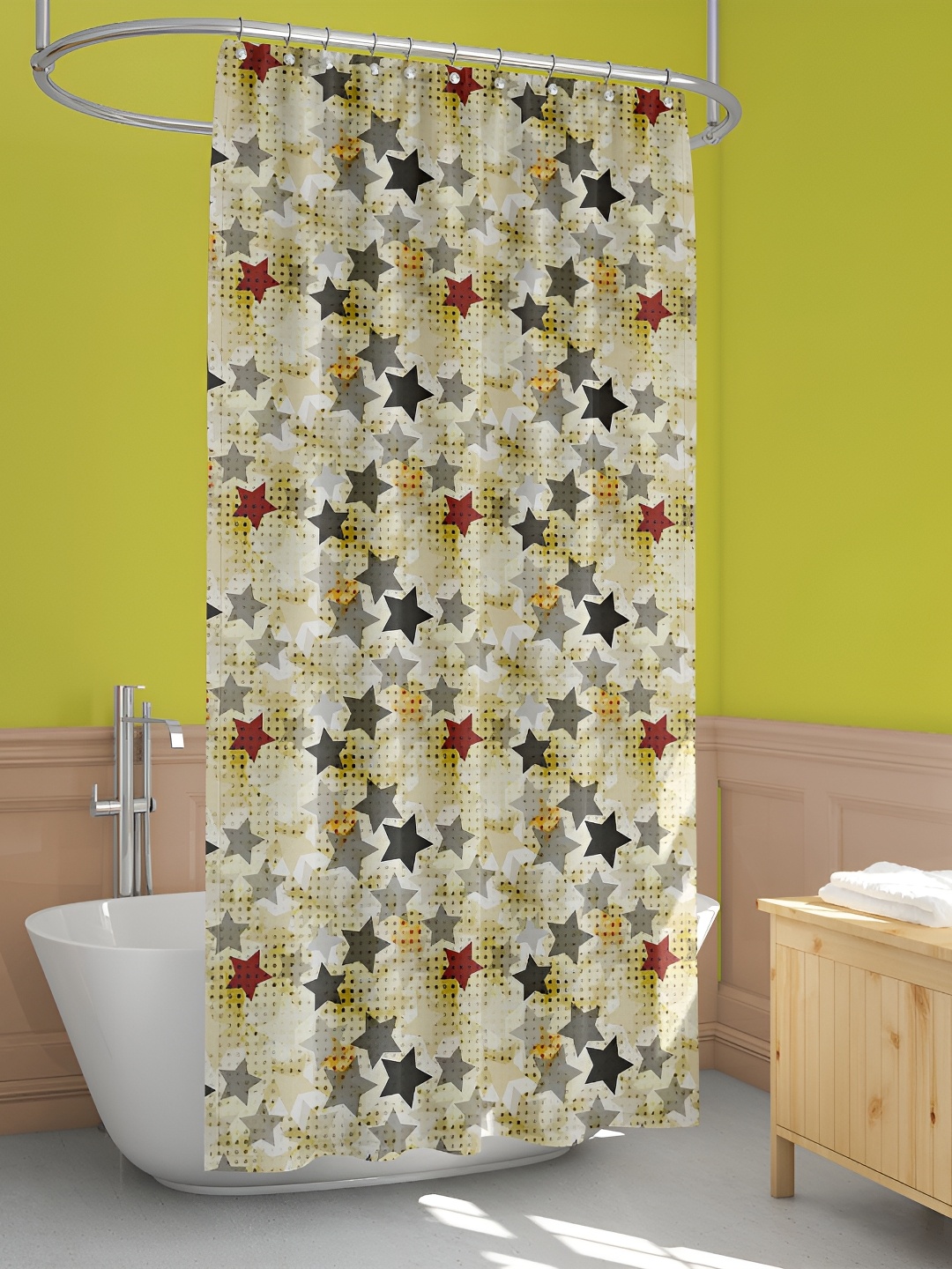 

ArtzFolio White & Yellow Printed Waterproof Shower Curtains