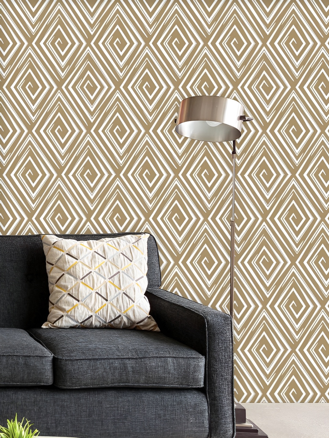 

ArtzFolio Beige & White Printed UV Resistant Wallpaper