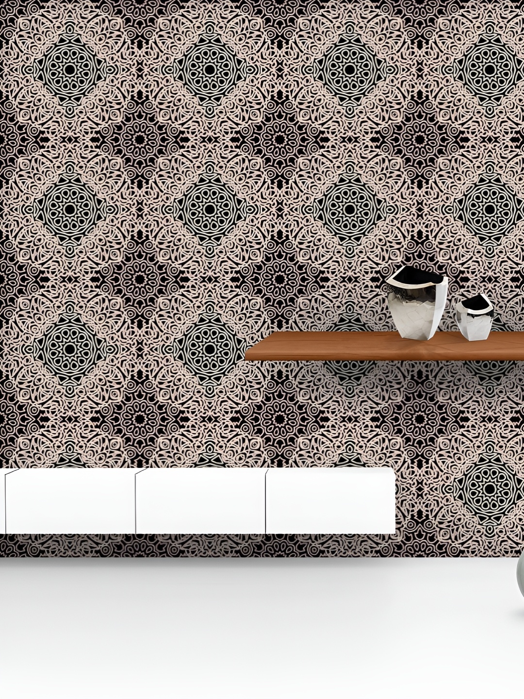 

ArtzFolio Printed UV-Resistant Anti-Bacterial Ottoman Damask Mandalas Peel & Stick Wallpaper, Multi