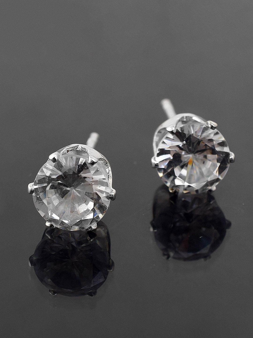 

MEMOIR Silver Plated CZ Studded Contemporary Drop Earrings