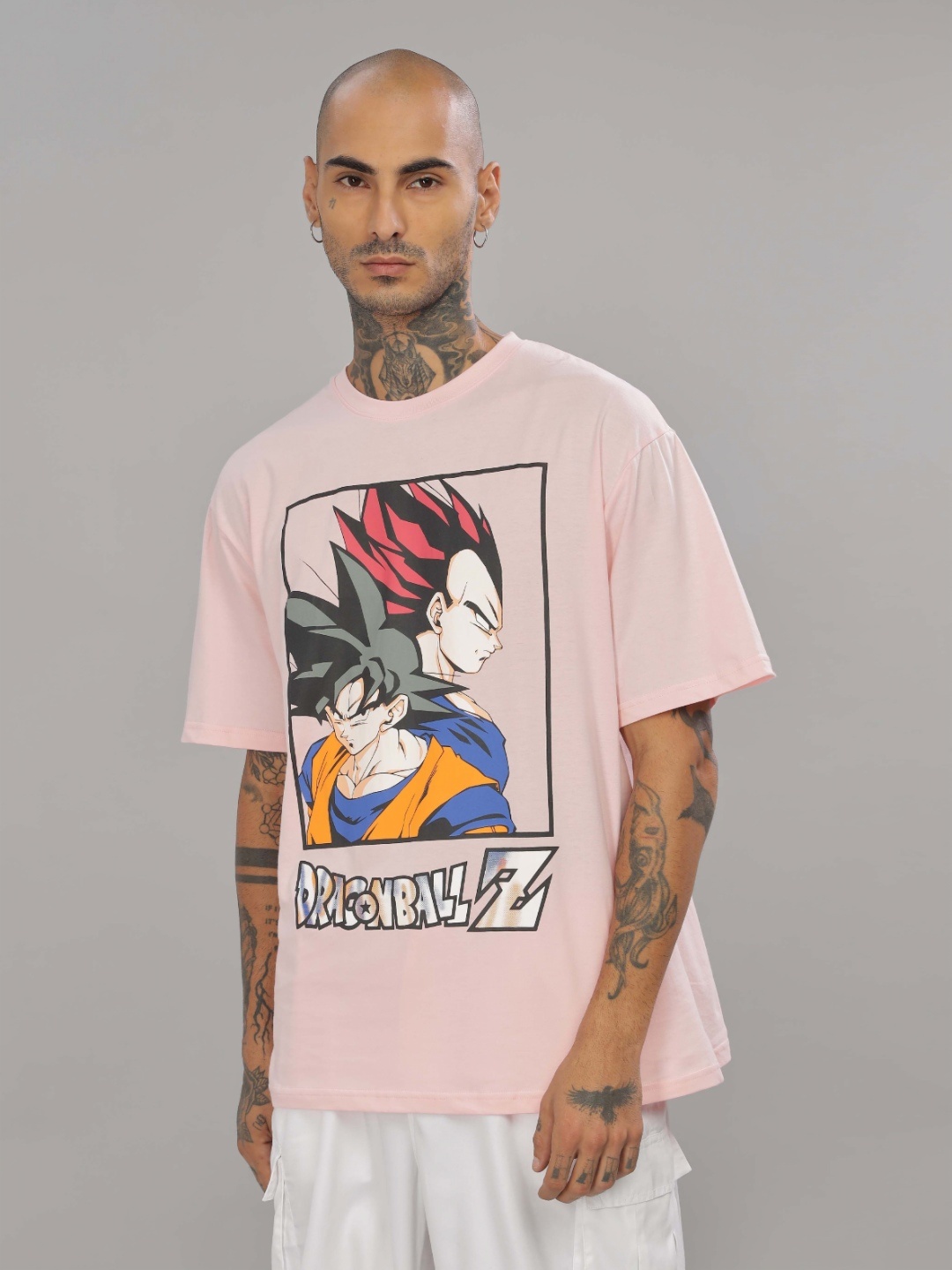 

TOMHIDDLE Men Printed Drop-Shoulder Sleeves Applique T-shirt, Coral