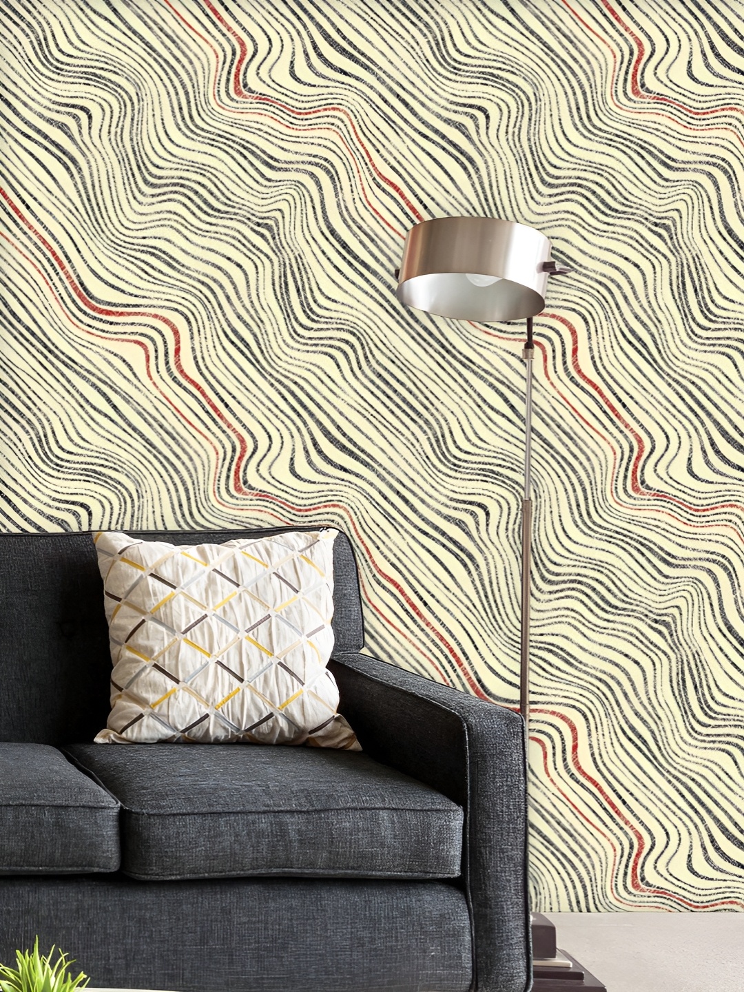 

ArtzFolio Printed UV-Resistant Anti-Bacterial Retro Wave Stripes Peel & Stick Wallpaper, Multi