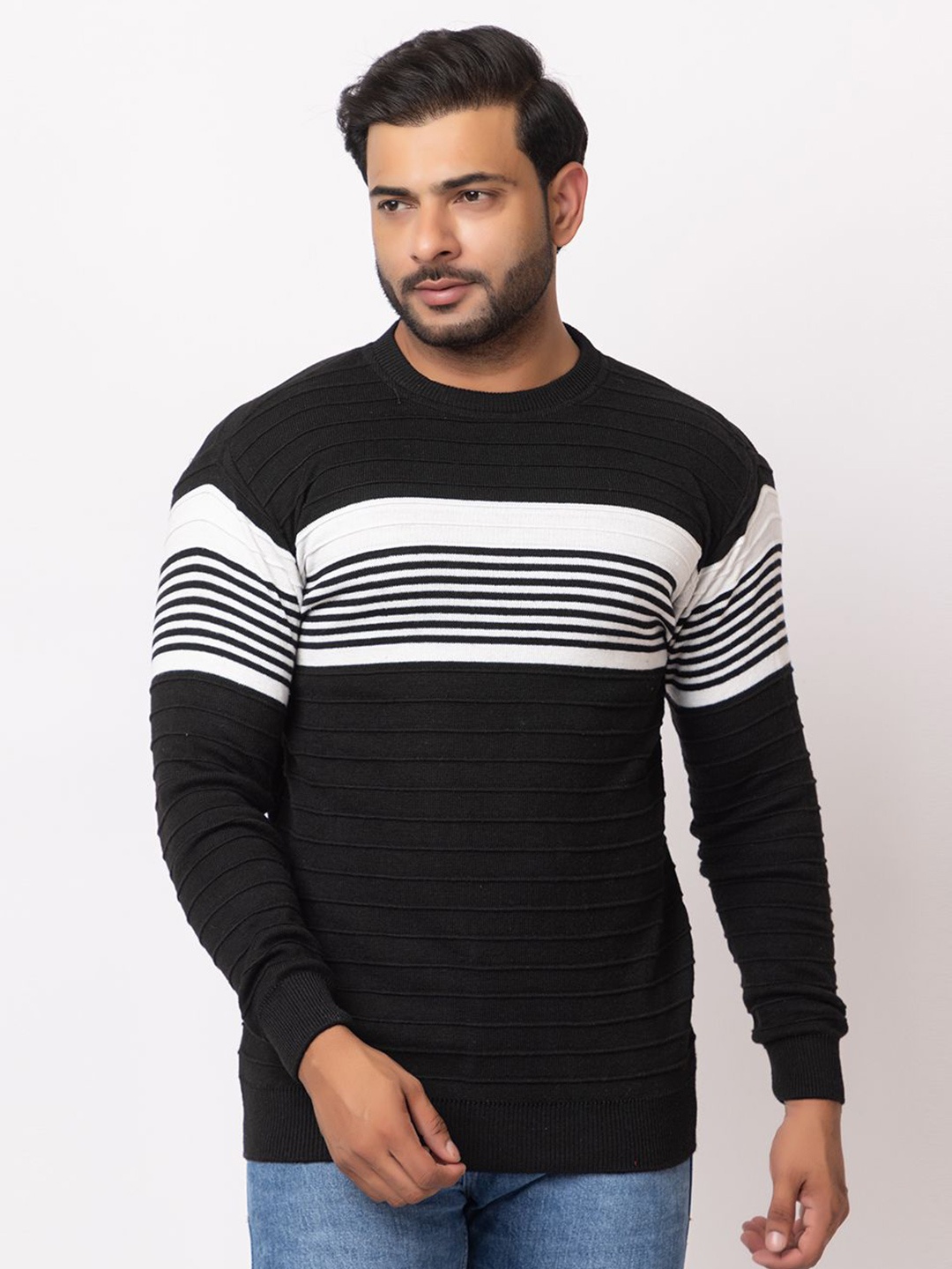 

LO G LO Men Striped Pullover, Black