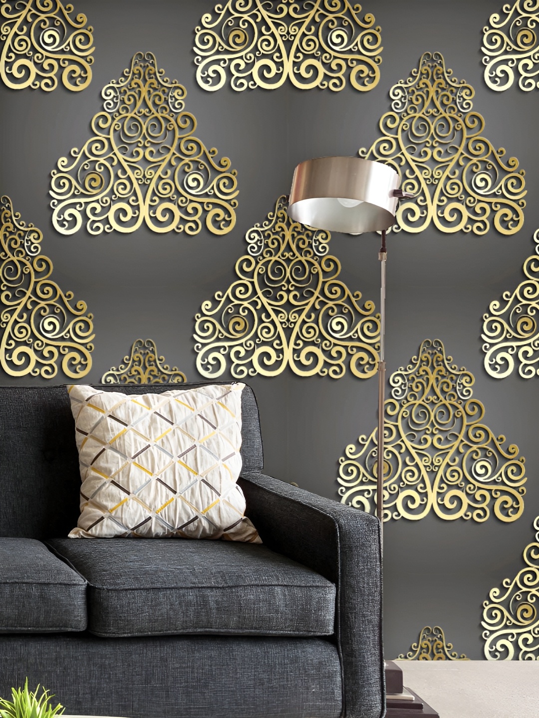 

ArtzFolio Printed UV-Resistant Anti-Bacterial Damask Pattern Peel & Stick Wallpaper, Multi