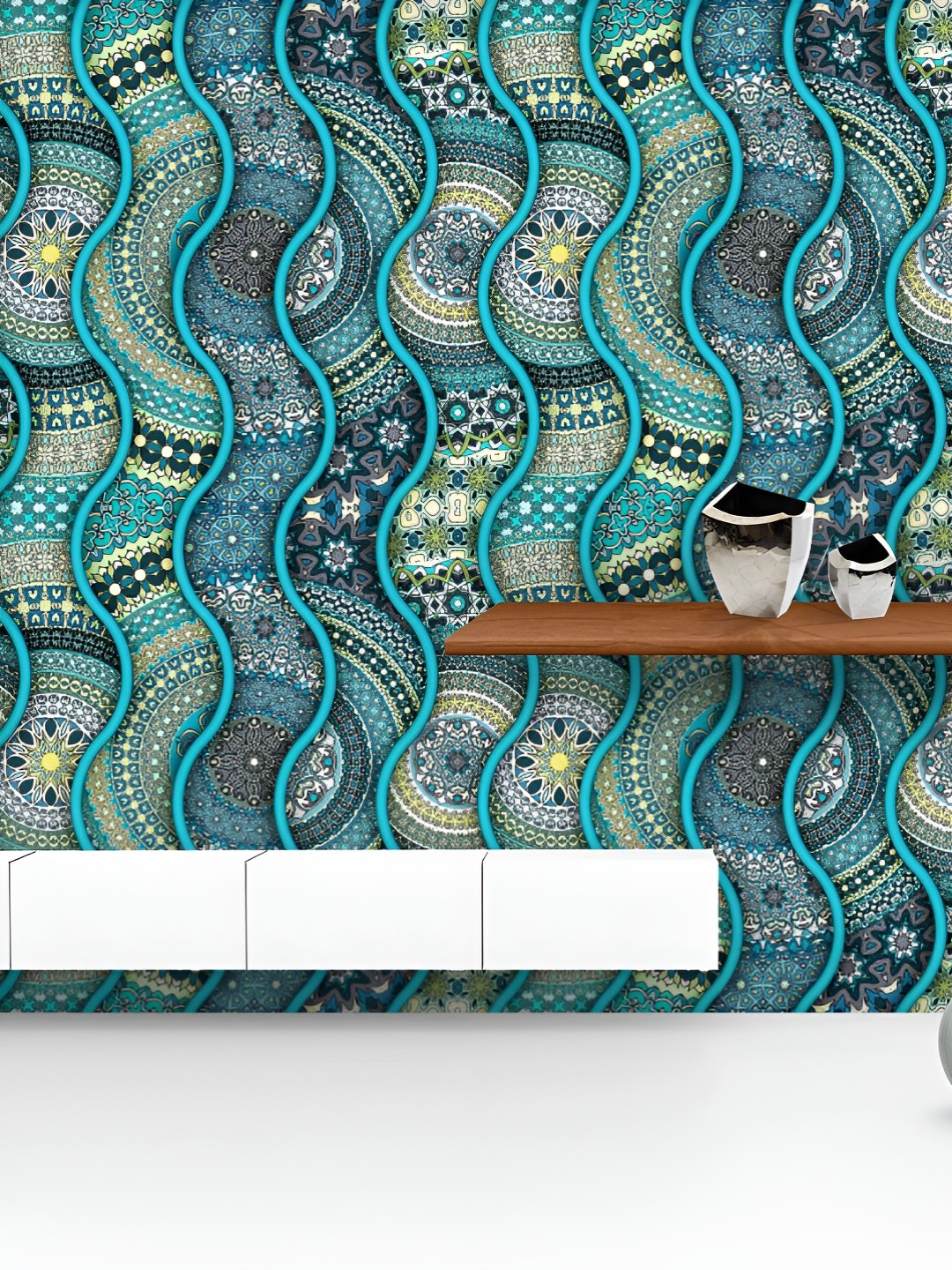 

ArtzFolio Printed UV-Resistant Anti-Bacterial Ornate Floral Mandala Peel & Stick Wallpaper, Multi