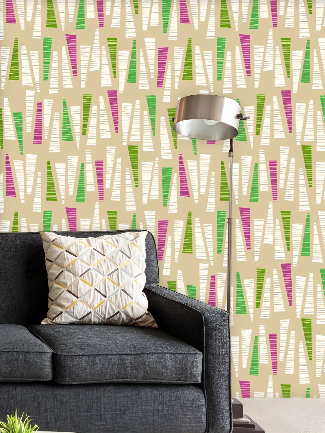 

ArtzFolio Printed UV-Resistant Anti-Bacterial Colored Hand-Drawn Triangles Peel & Stick Wallpaper, Multi